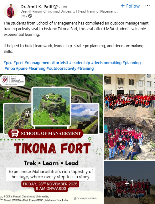 PCU univerity outdoor management training activity