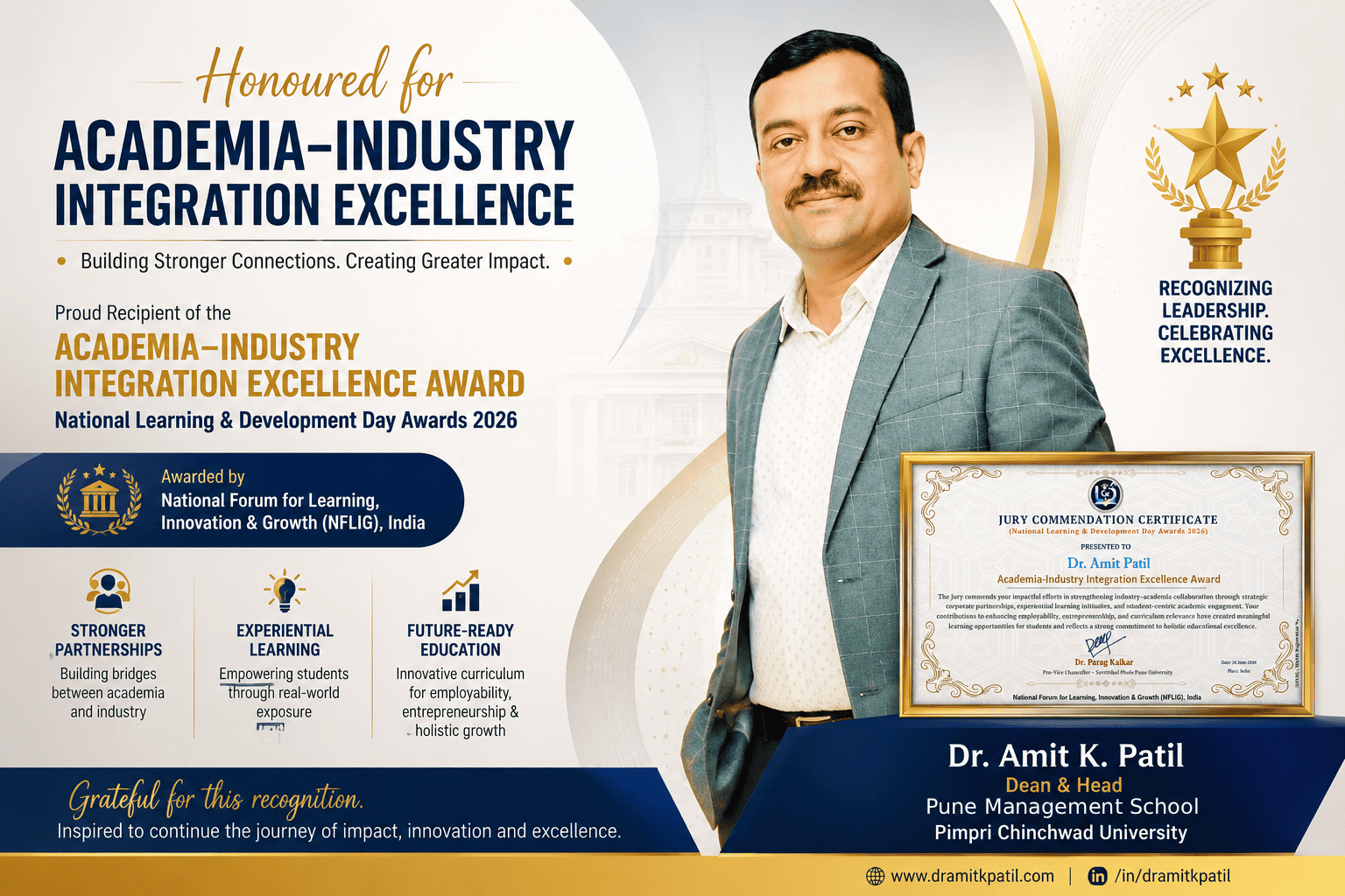 Academia Industry Integration Excellence Award - Dr Amit K Patil
